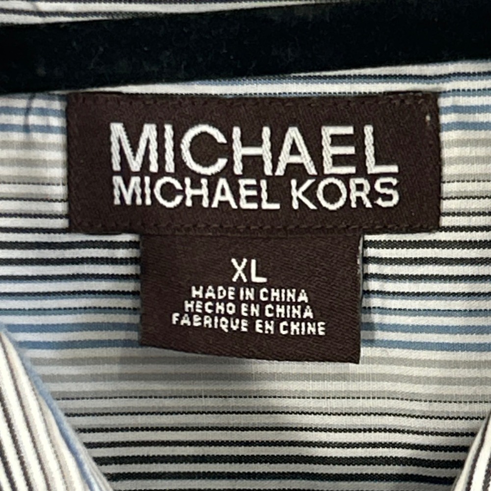 MICHAEL KORS Mens XL Striped Dress Shirt Long Sleeve Cotton Button Down - Picture 2 of 9